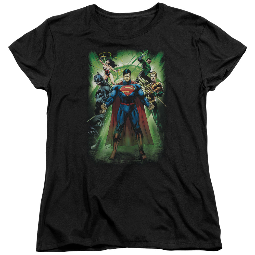 Justice League Power Burst Womens T-Shirt