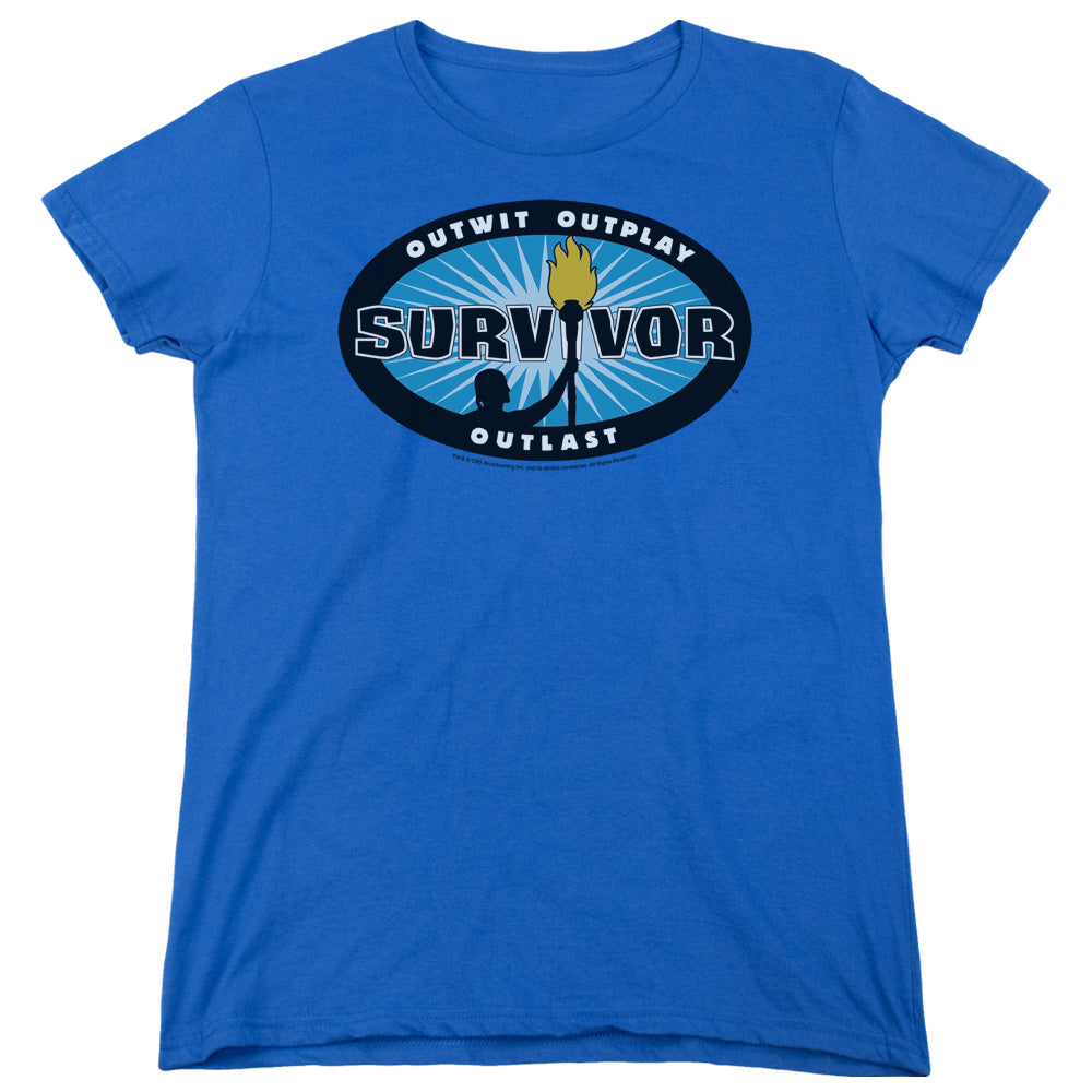 Survivor Blue Burst Womens T-Shirt