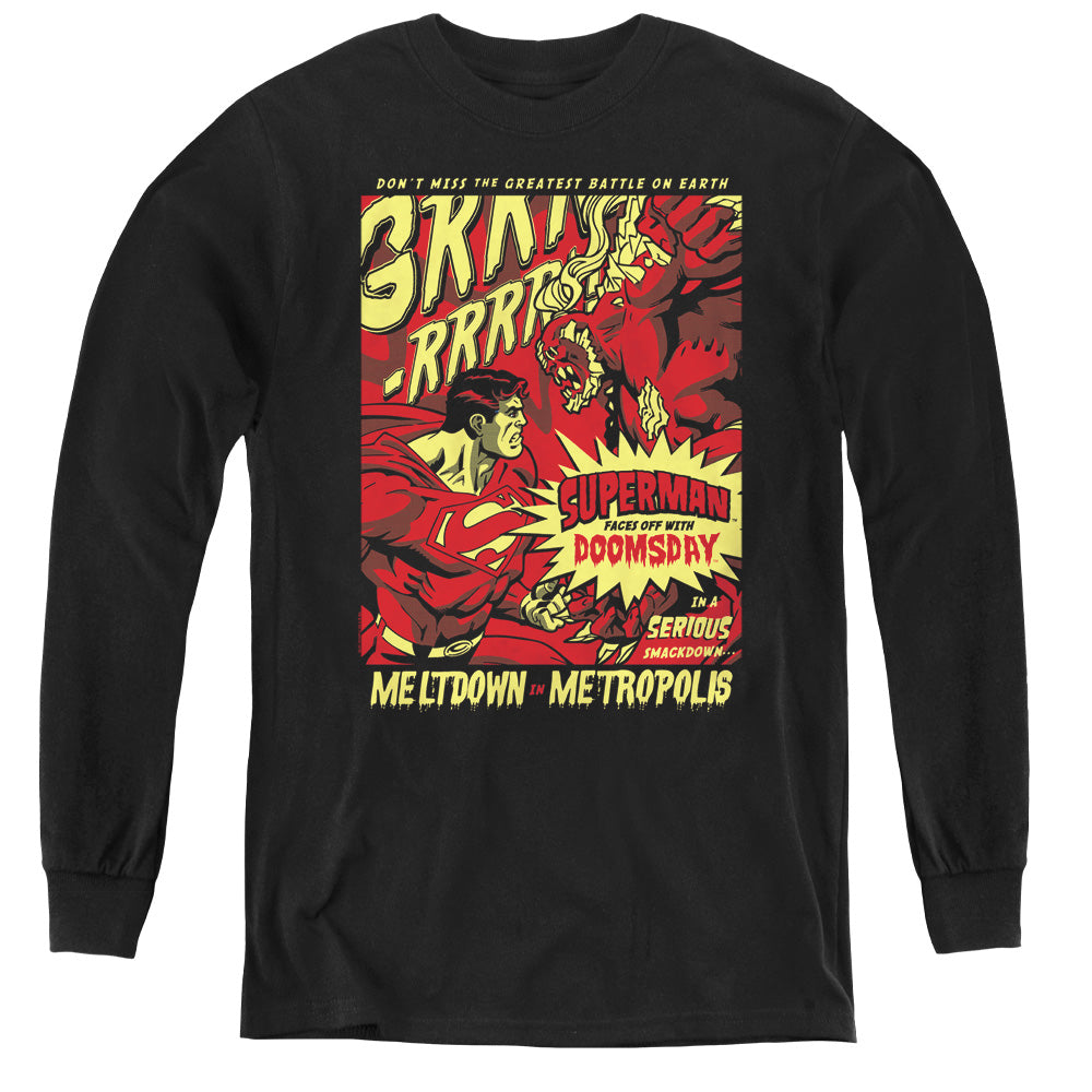 Superman Metropolis Meltdown Youth Long Sleeve T-Shirt