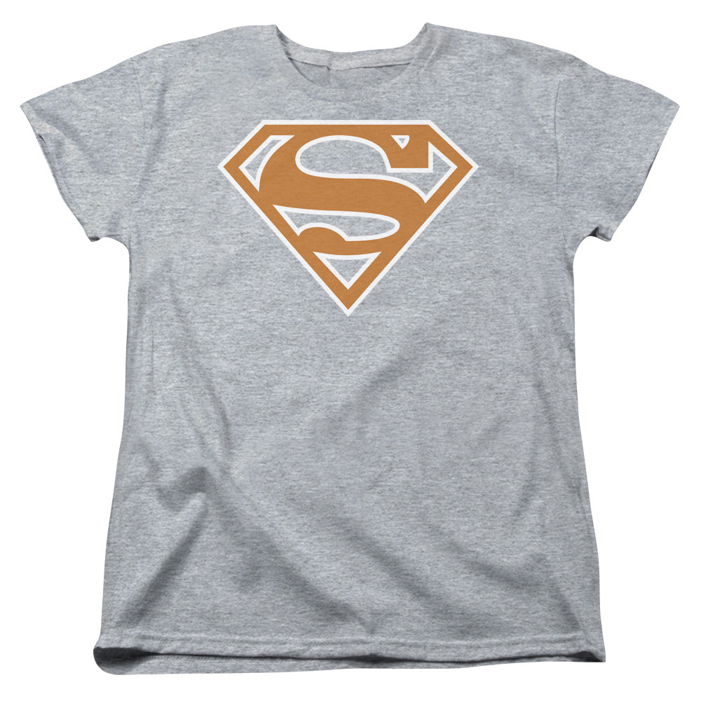 Superman Burnt Orange&white Shield Womens T-Shirt