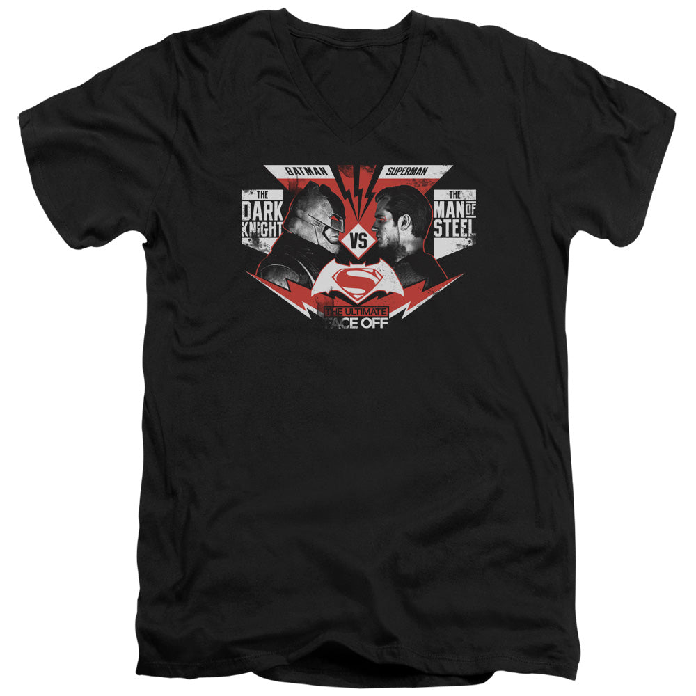 Batman v Superman Ultimate Face Off V-Neck T-Shirt