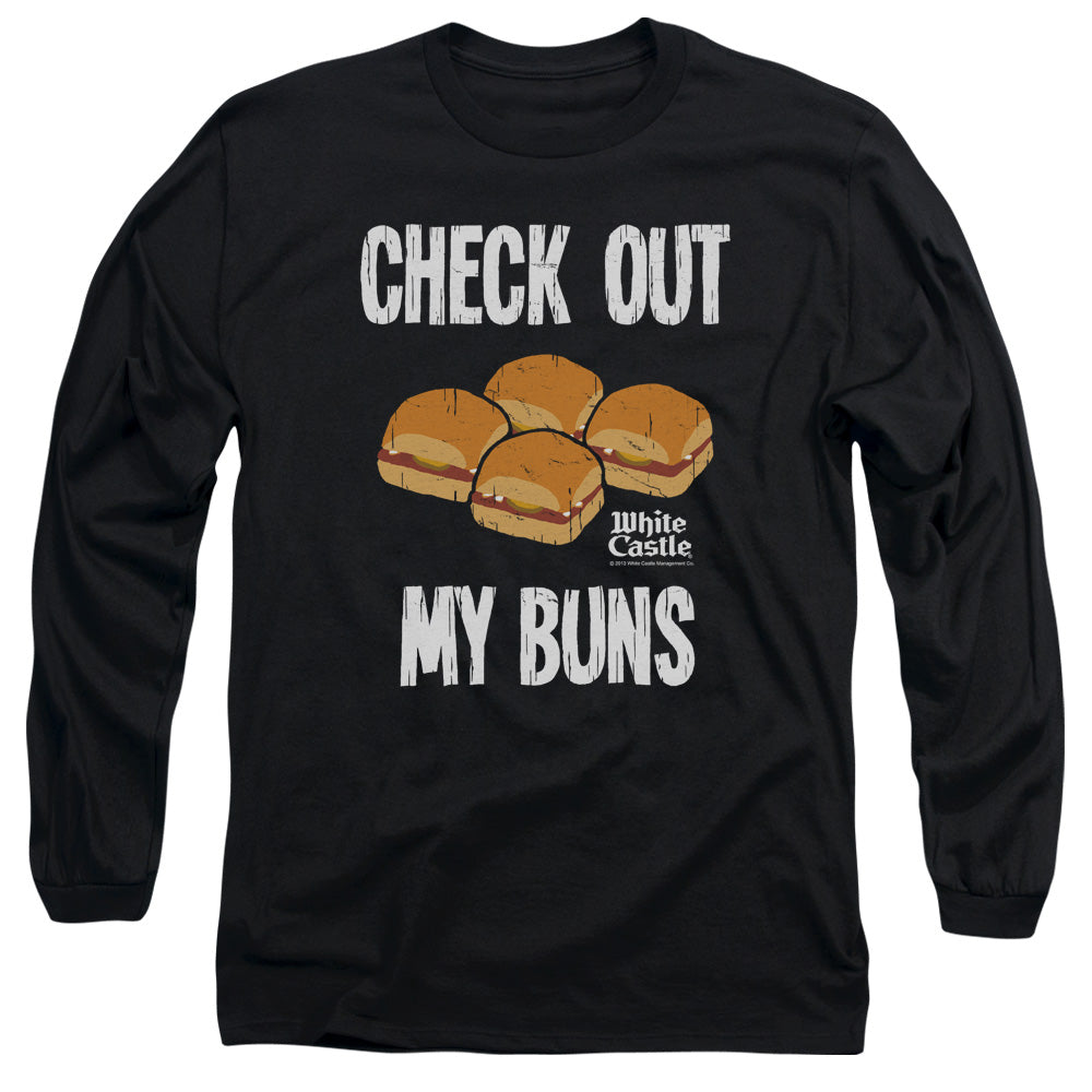 White Castle Check Out My Buns on Black Long Sleeve T-Shirt