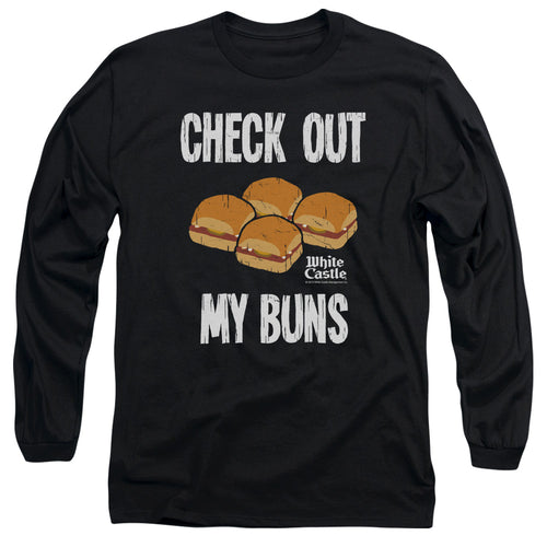 White Castle Check Out My Buns on Black Long Sleeve T-Shirt