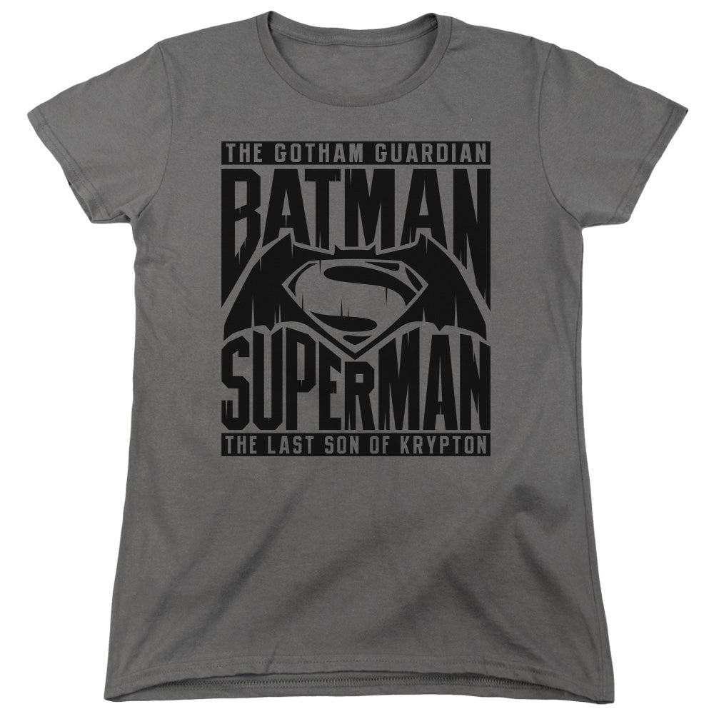 Batman v Superman Title Fight Womens T-Shirt