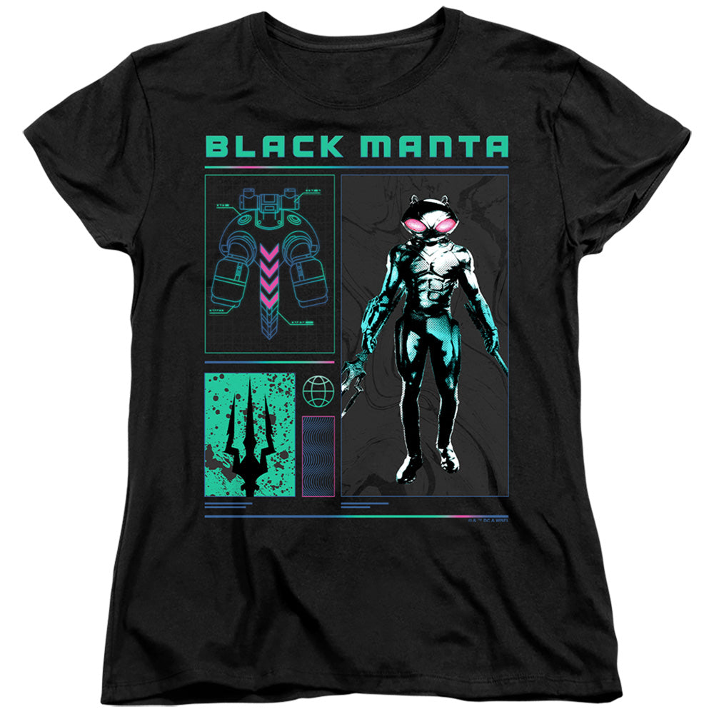 Aquaman Black Manta Stats Womens T-Shirt