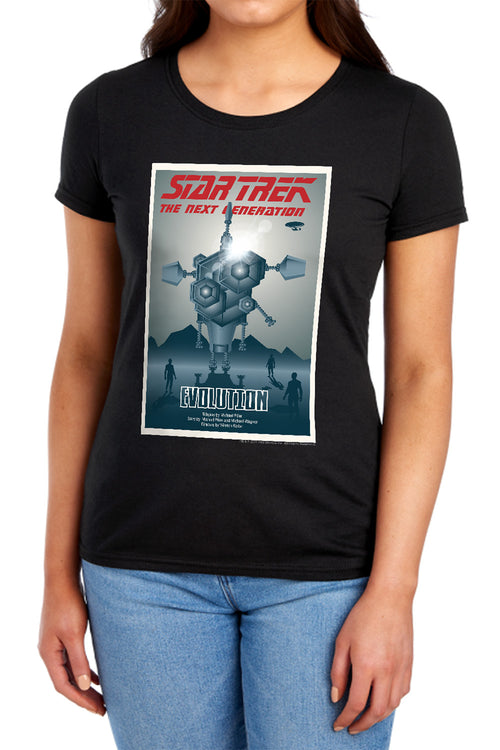 Star Trek Evolution Black Womens T-Shirt