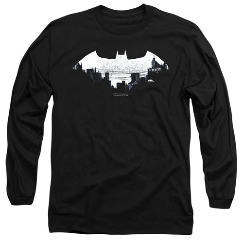 Batman Bat Logo Cityscape Long Sleeve T-Shirt