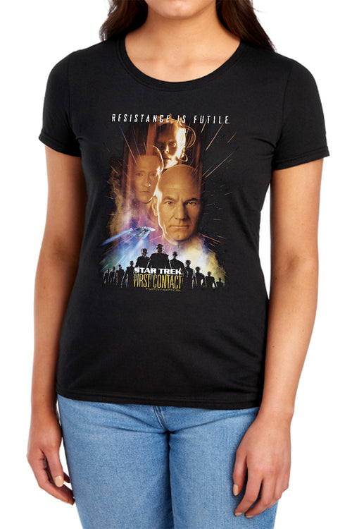 Star Trek First Contact Poster Womens T-Shirt