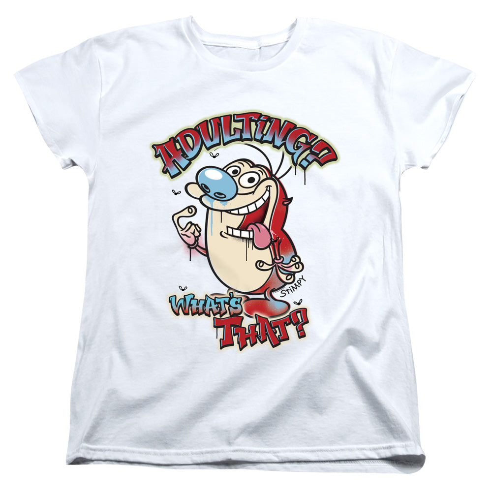 Ren and Stimpy Adulting Graffiti Womens T-Shirt