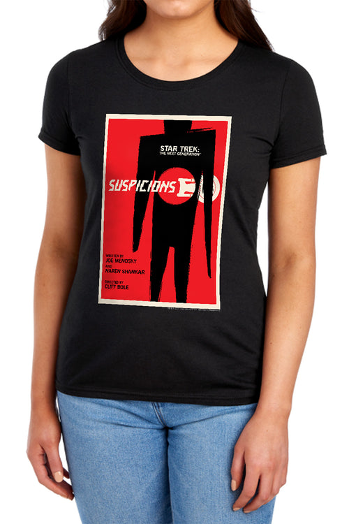 Star Trek Suspicions Black Womens T-Shirt