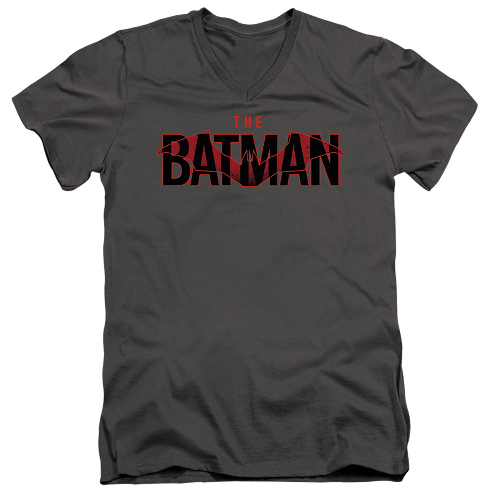 The Batman Logo with Red Bat V-Neck T-Shirt