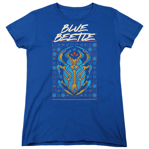 Blue Beetle Stylized Scarab Womens T-Shirt