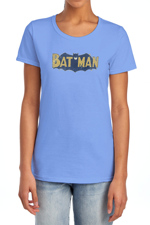Batman Vintage Logo Splatter Womens T-Shirt