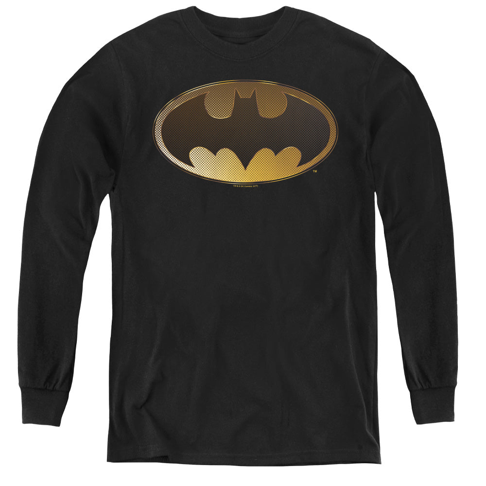 Batman Halftone Bat Youth Long Sleeve T-Shirt