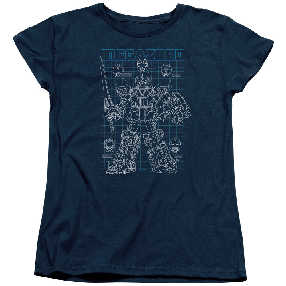 Mighty Morphin Power Rangers Mega Plans Womens T-Shirt