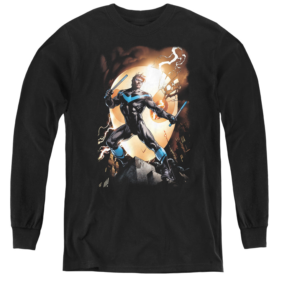 Batman Nightwing Against Owls Youth Long Sleeve T-Shirt
