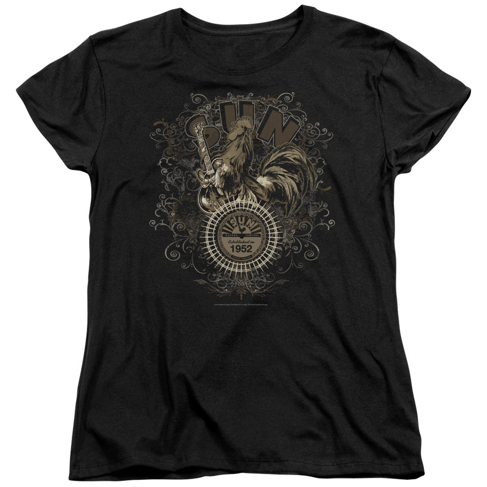 Sun Records Scroll Around Rooster Womens T-Shirt