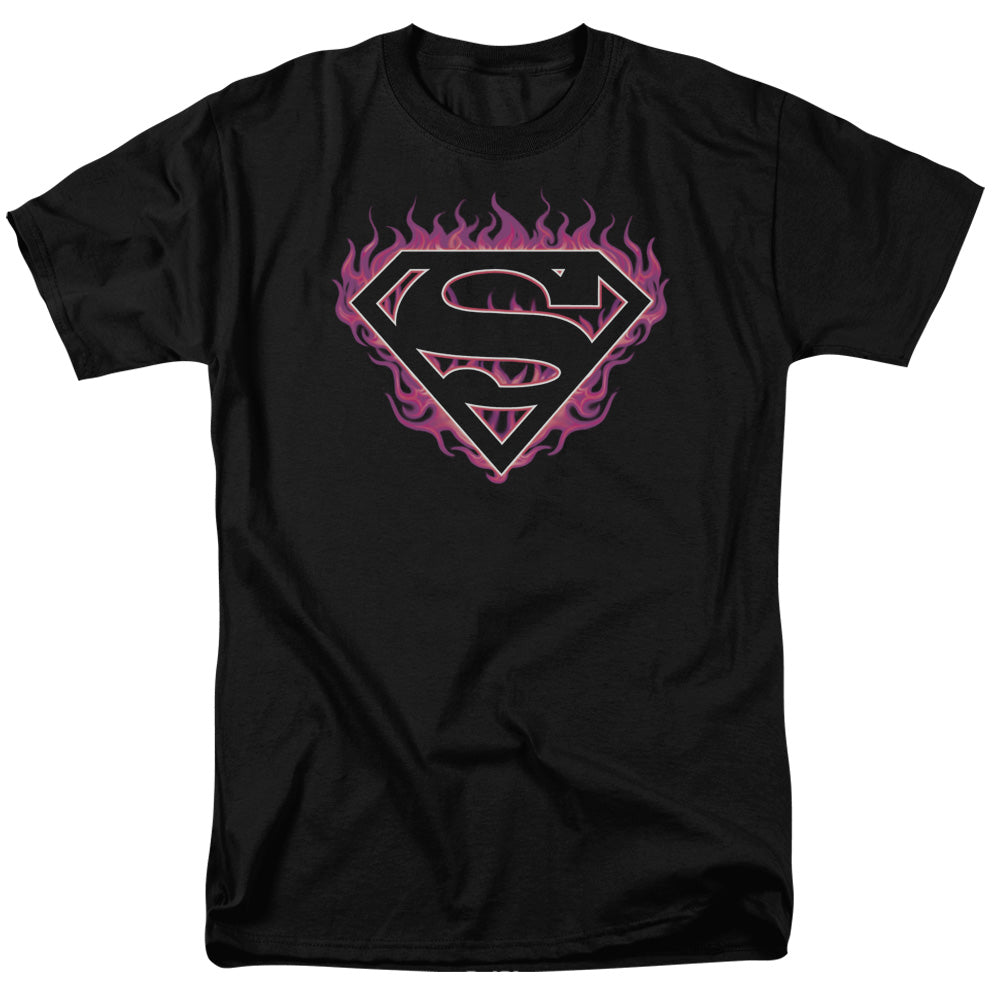 Superman Fuchsia Flames Outline T-Shirt