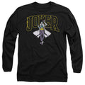 The Batman Joker Varsity on Black Long Sleeve T-Shirt