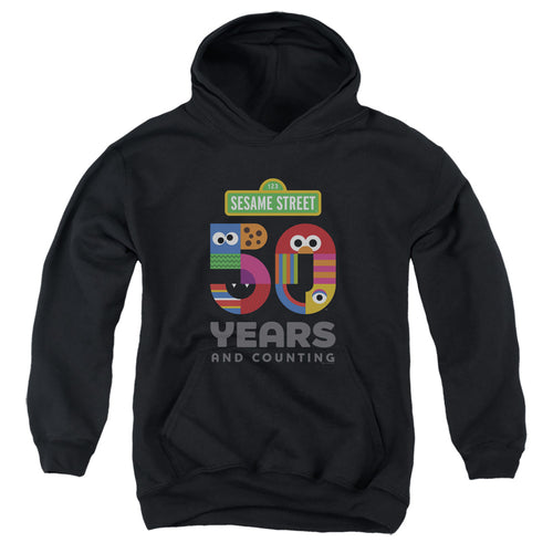 Sesame Street 50 Years Logo Black Youth Hoodie