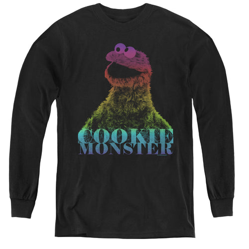 Sesame Street Cookie Monster Halftone Youth Long Sleeve T-Shirt