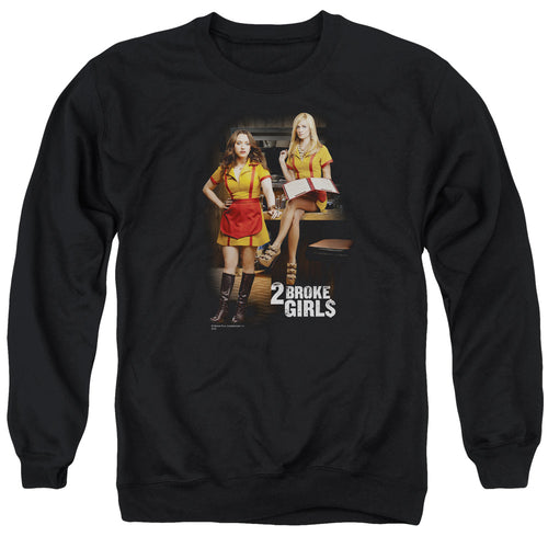Black Unisex Crewneck Sweatshirt 2 Broke Girls Max and Caroline