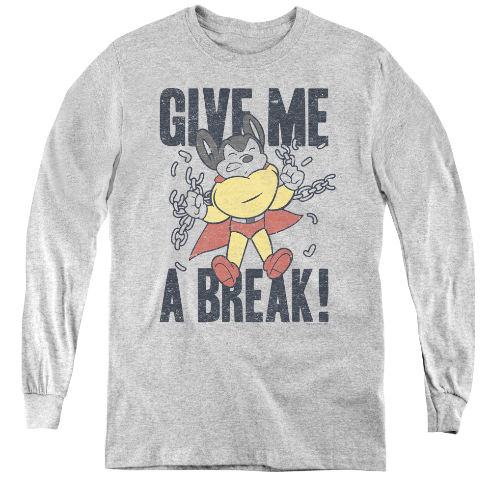 Mighty Mouse Give Me a Break Youth Long Sleeve T-Shirt