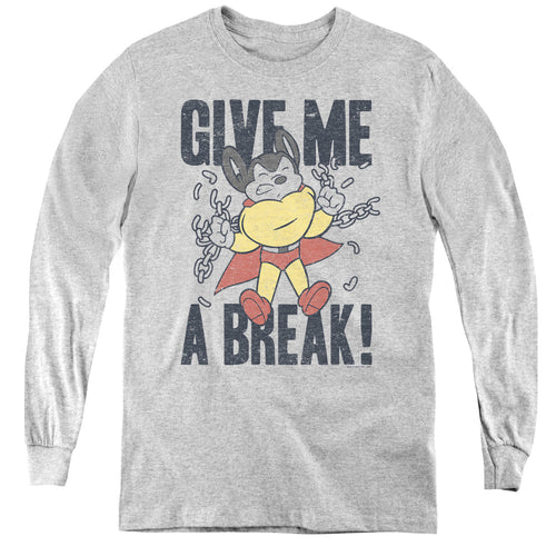 Mighty Mouse Give Me a Break Youth Long Sleeve T-Shirt