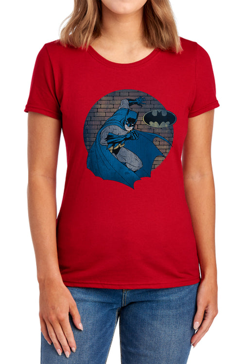 Batman In The Spotlight Womens T-Shirt
