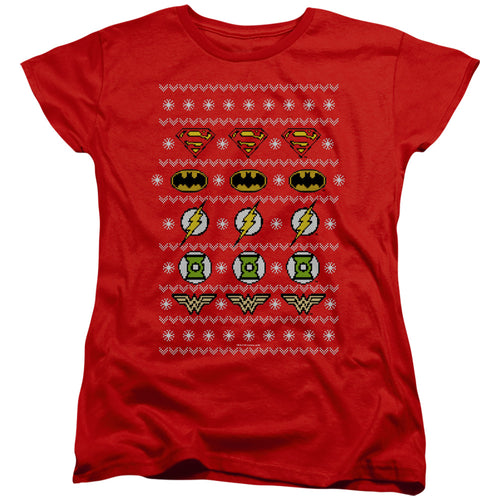 Justice League Justice Shields Christmas Sweater 
 
 Womens T-Shirt