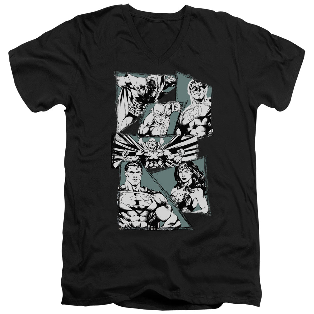 Justice League A Mighty League V-Neck T-Shirt