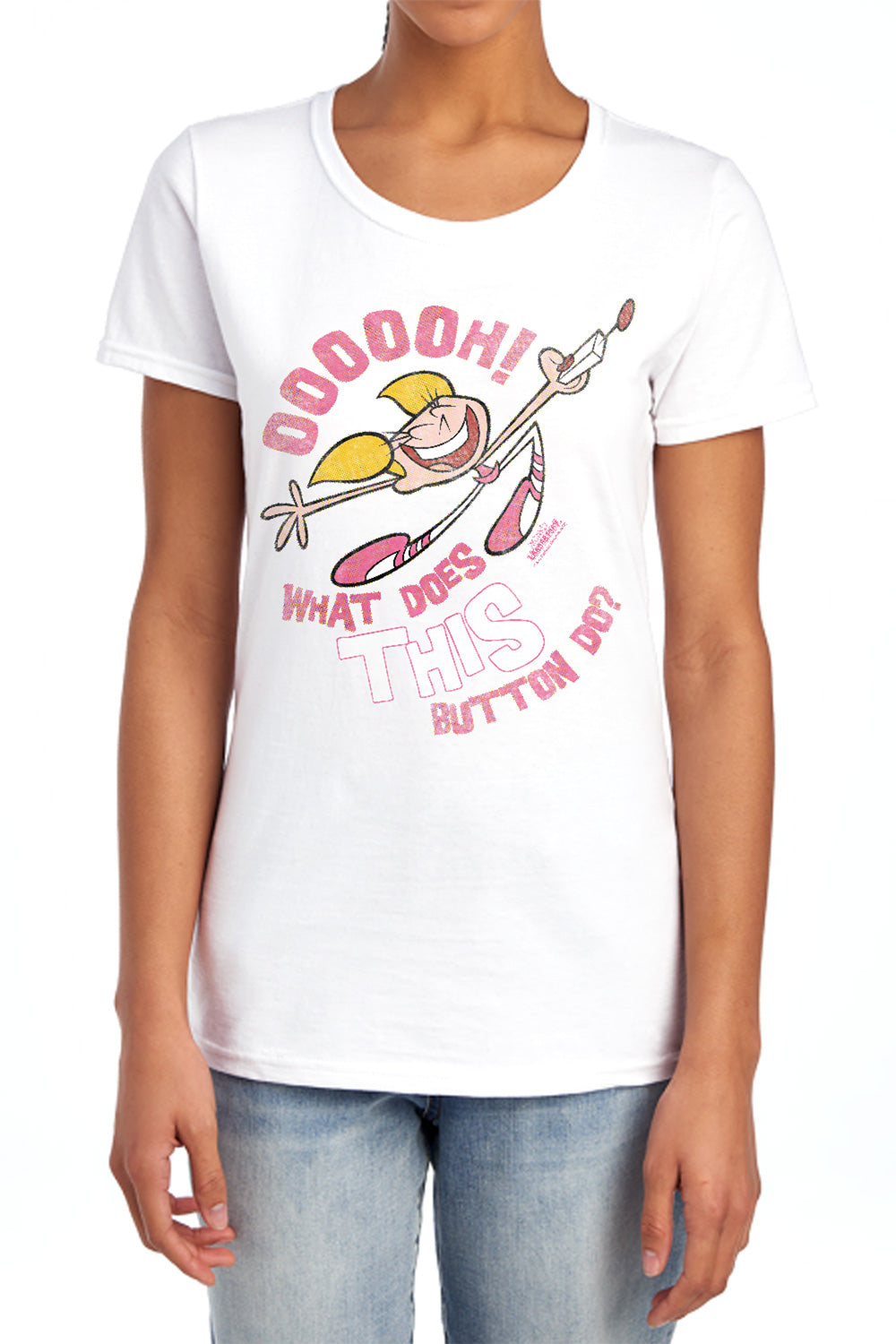 Dexter's Laboratory Button Womens T-Shirt