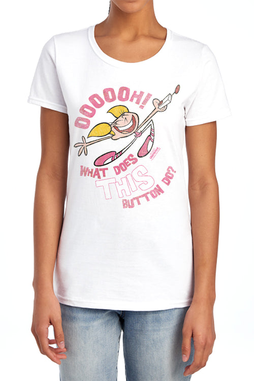 Dexter's Laboratory Button Womens T-Shirt