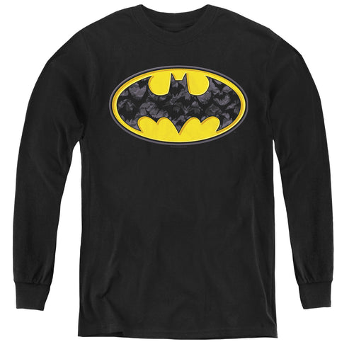 Batman Bats In Logo Youth Long Sleeve T-Shirt