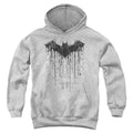 Batman Paint Drip Bat on Athletic Heather Youth Hoodie
