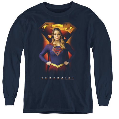 Supergirl Standing Symbol Youth Long Sleeve T-Shirt