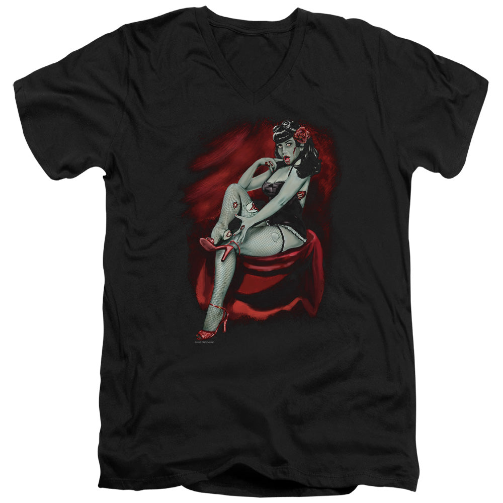Zombie Pinup Red V-Neck T-Shirt