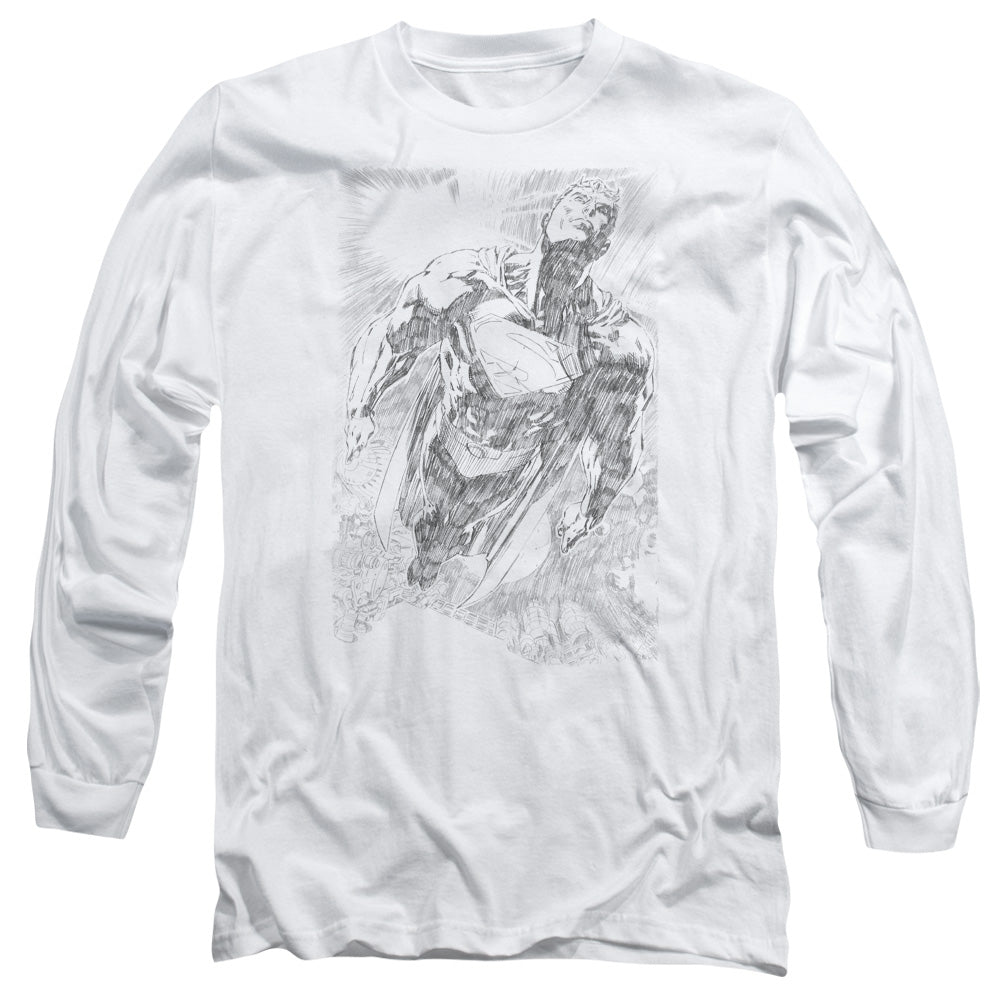 Superman Exploding Space Sketch Long Sleeve T-Shirt