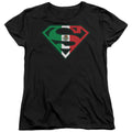 Superman Mexican Flag Shield Womens T-Shirt