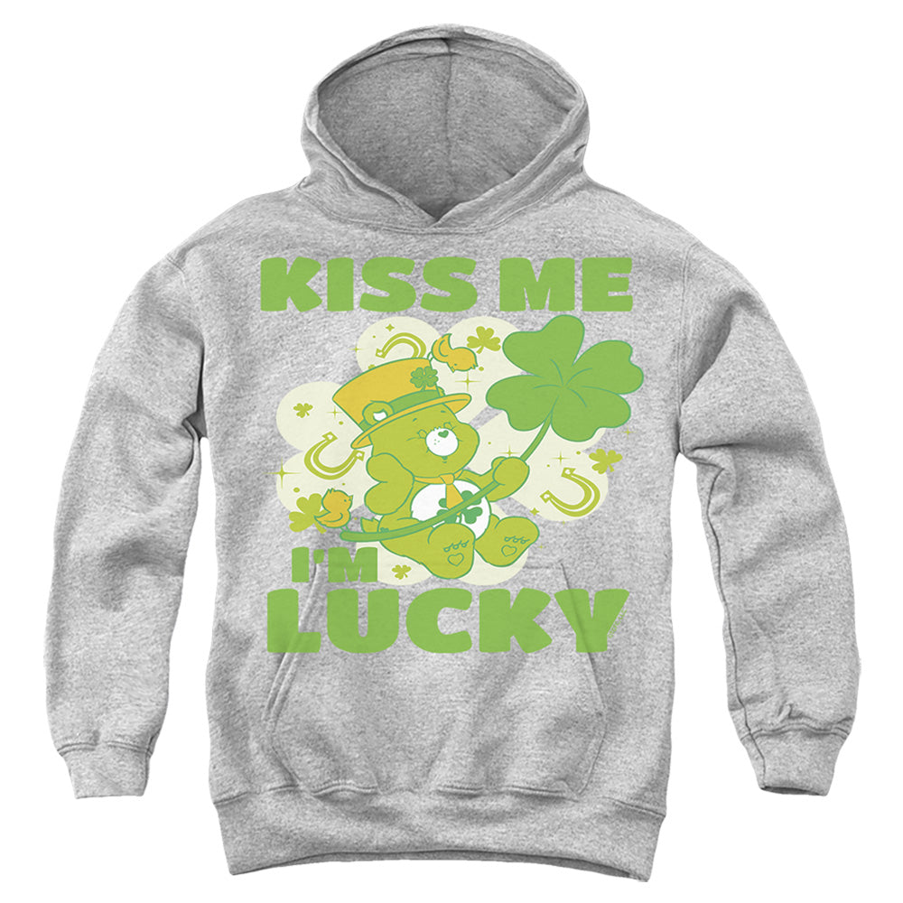 Care Bears Kiss Me I'M Lucky St. Patrick'S Day Good Luck Bear Youth Hoodie