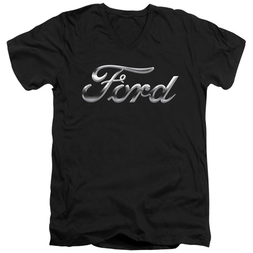 Ford Chrome Ford Logo V-Neck T-Shirt