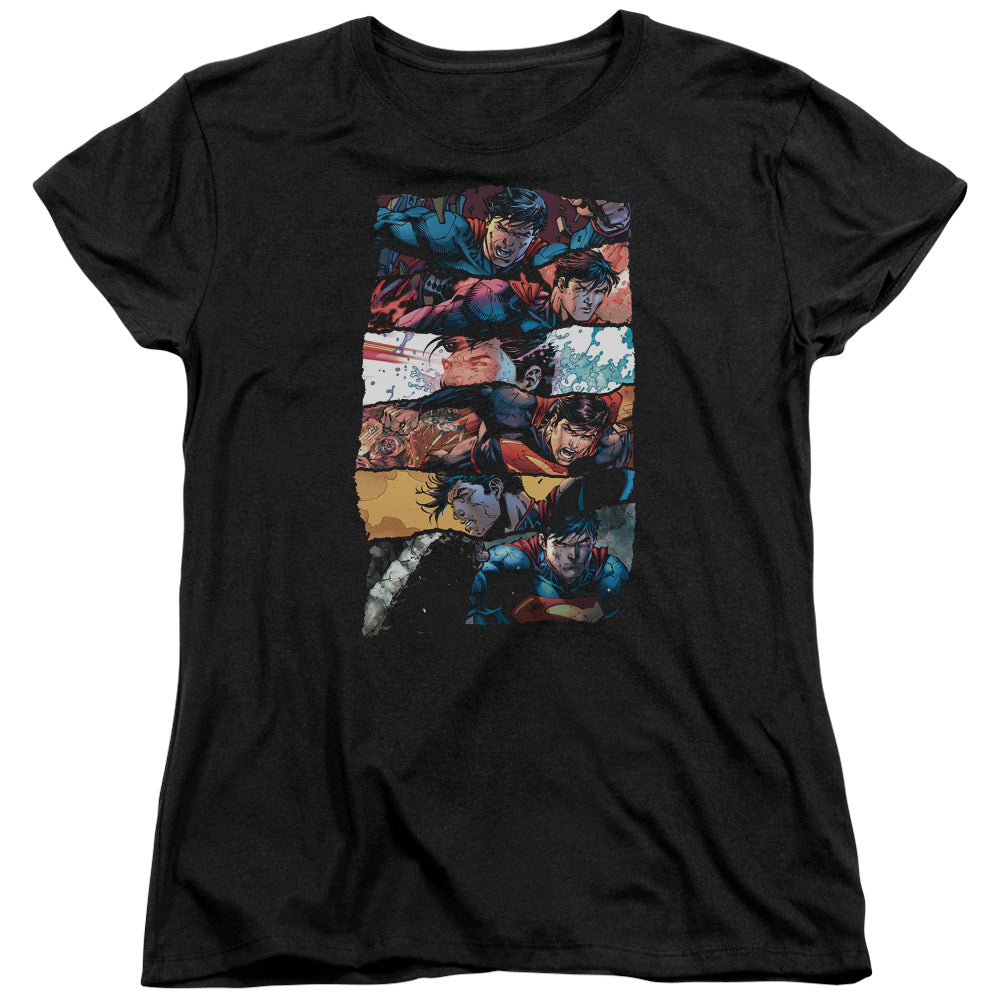 Superman Torn Collage Womens T-Shirt