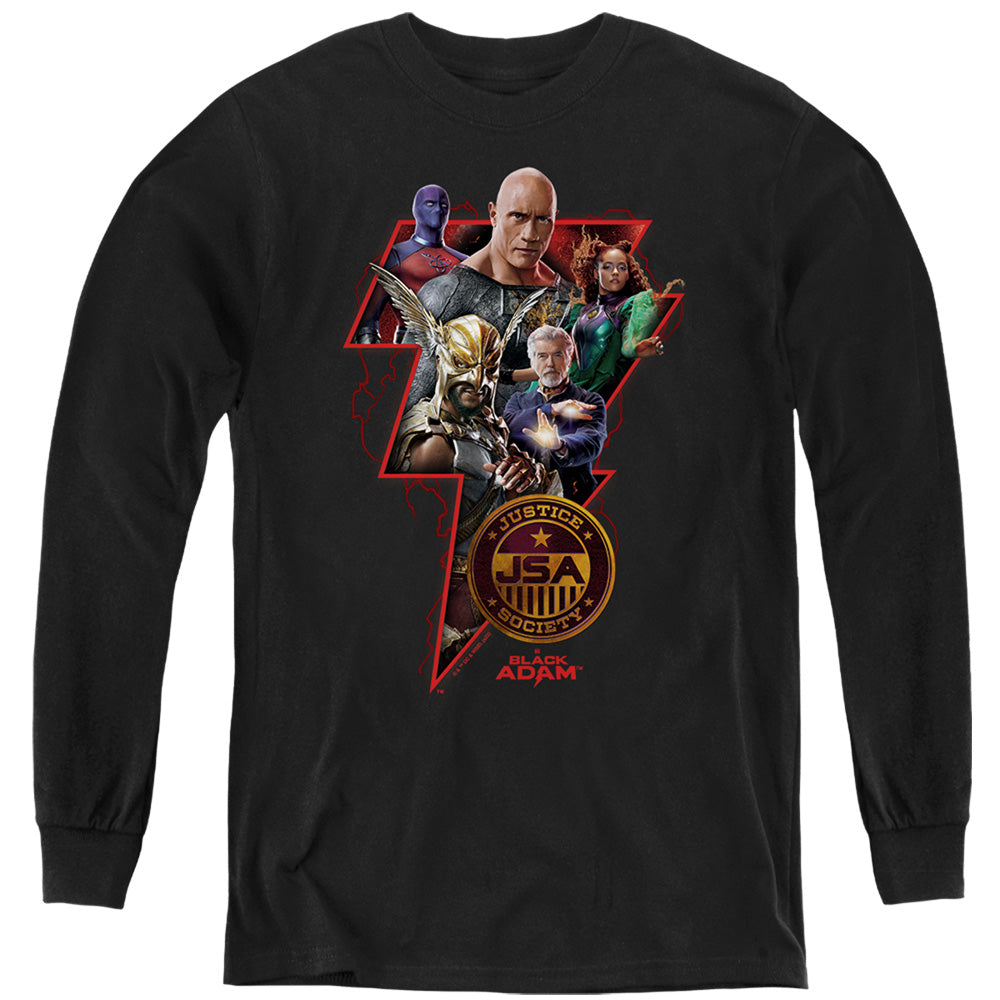 Black Adam Black Adam Character Bolt Youth Long Sleeve T-Shirt