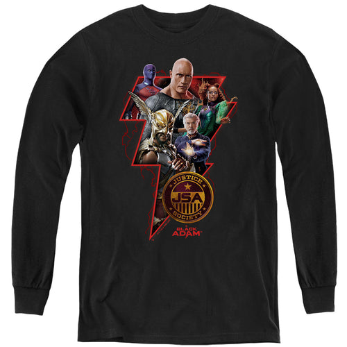 Black Adam Black Adam Character Bolt Youth Long Sleeve T-Shirt