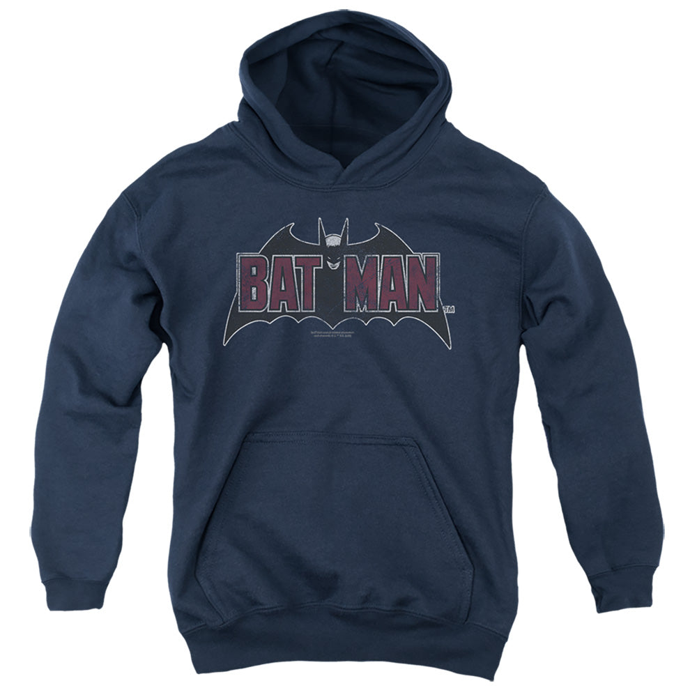 The Batman Vintage Bat Logo on Navy Youth Hoodie