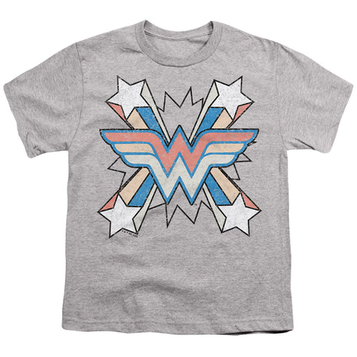 Wonder Woman Burst Emblem on Athletic Heather Youth/Toddler T-Shirt