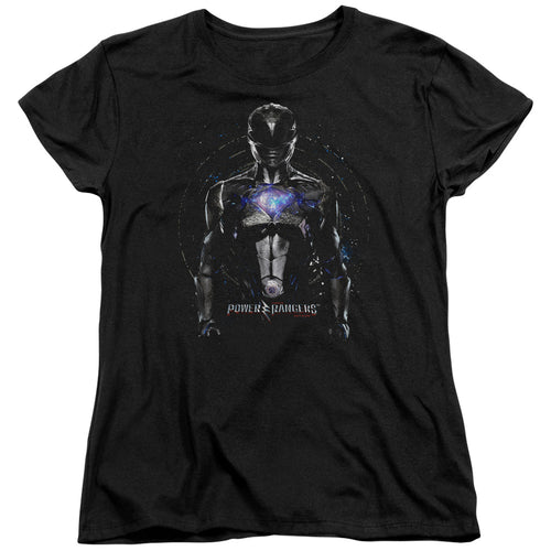 Mighty Morphin Power Rangers: The Movie Black Ranger Womens T-Shirt