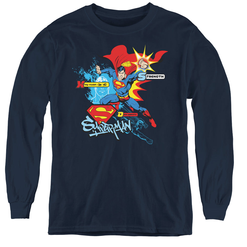 Superman Abilities Youth Long Sleeve T-Shirt