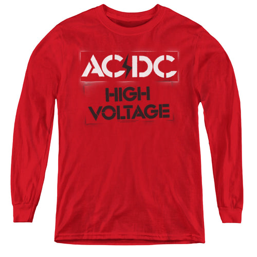 AC/DC High Voltage Stencil Youth Long Sleeve T-Shirt
