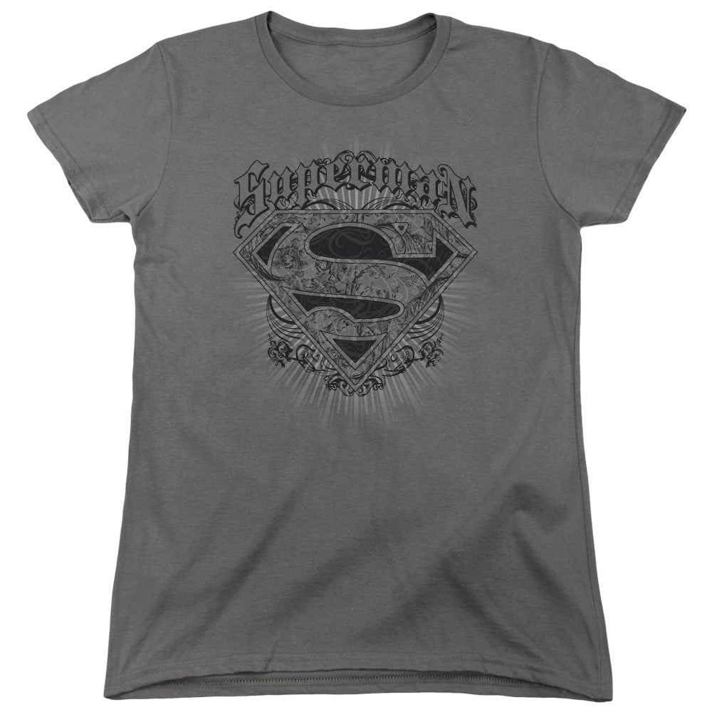 Superman Scrolling Shield Womens T-Shirt
